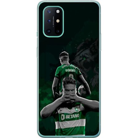 Yhteensopiva Puhelinkuori OnePlus 8T Neonmotiivi, jossa teksti "Gaming is in my DNA" sinisenä ja punaisena tiiliseinällä, jossa loistava DNA-spiraali.