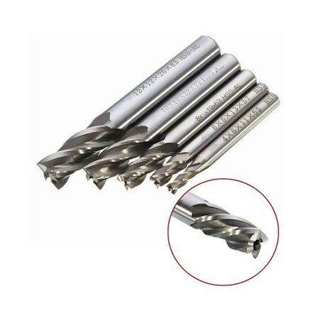 5 stk 4/6/8/10/12mm 4-fløyters rett skaft freser med høy hastighet