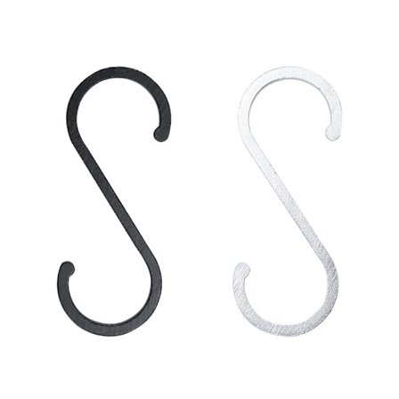 2-pak S-kroge, køkkengrydeholder kroge garderobekroge til ophængning af planter, tøj, køkkenredskaber (sort, sølv)