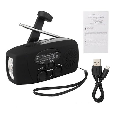 Solcelledrevet Full-band Radio Vejrradio (Sort),