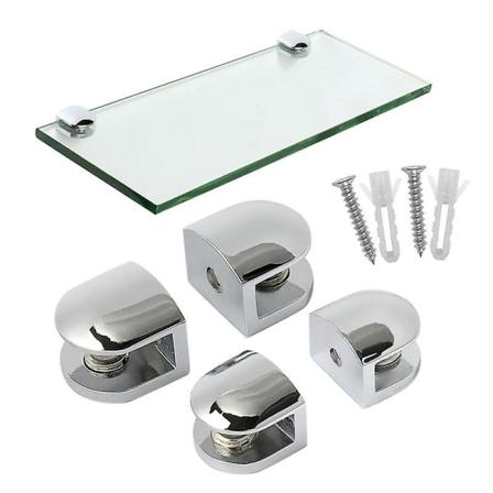 Justerbar zinklegerad glasklämma för 6-8 mm tjocka glashyllor - 8-pack