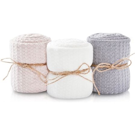 Baby Wraps -Set av 3 Premium strikkede sjal Nyfødt fotorekvisita for gutter eller jenter Fotoshoots Wrap eller Baby Swaddle Wrap