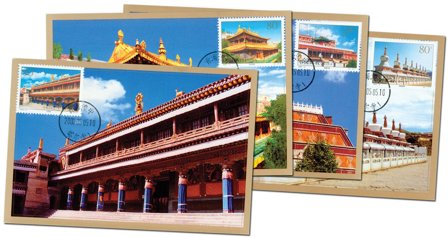 Kina - Templer - Flot sæt maxikort