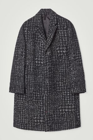 COS Men's Houndstooth Bouclé Overcoat in Black