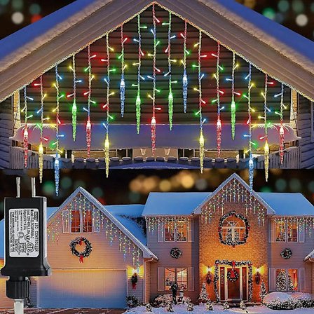 3,5 m 96 LED-lumilla varustetut lumihiutaleverhot joulukoristeeksi