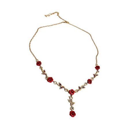 Dww-Ladies Vintage Rose Halsband 1pc Bröllop Kedja Set Halsband