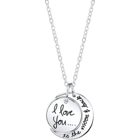 Kvinnors Sterling Silver "I Love You to the Moon & Back" Hänge N