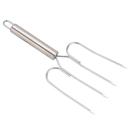 Rustfri stål stegekylling gaffel med langt håndtag og spids spids til at løfte og vende kalkun og skinke