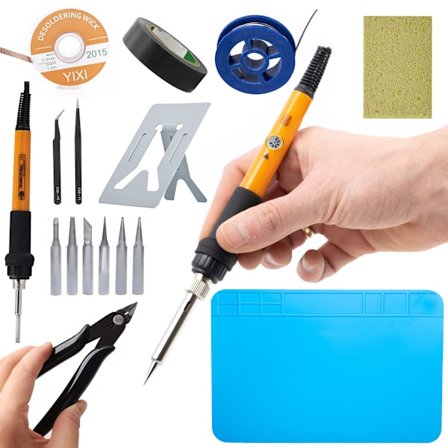 Tarkkuusjuotoskolvisarja OP60W PE5 16-in-1 – Säädettävä Lämpötila | 60W | 6 Kärkeä, Matto, Tarvikkeet