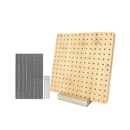 Træ Bambus Hæklet Blokeringsbræt Sæt Med Rustfrit Stål Stang Pins Til Uld Strikning Syning C