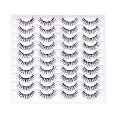 Falske Øjenvipper 20 Par, 14mm 3D Fluffy Wispy Vipper, Naturligt Katteøje-look til Daglig Brug og Særlige Lejligheder