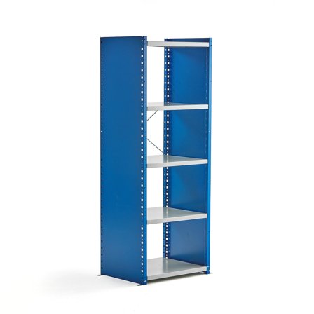 Regalsystem MIX, Grundmodul, 1740 x 600 x 500 mm, geschlossen, blau/grau