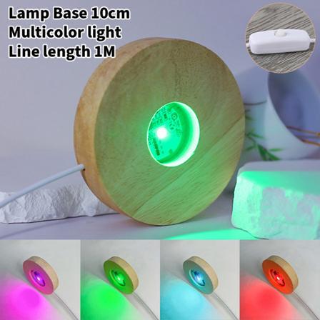 10cm træ lys base træ LED lys roterende display stand La 10cm Multicolor 1M