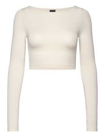 Gina Tricot Soft Touch Cropped Top - Cream - L