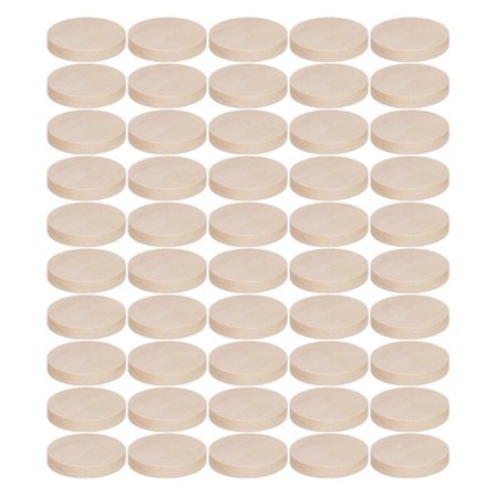 50 stk. runde tremynter, 3 cm, ubehandlet, naturlig, slitesterkt tre, multifunksjonelle tresirkler for maling, fargelegging, DIY (LGL)