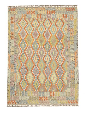 Oriental Kilim Afghan Old Style Rug 203X289 Brown/Yellow Wool