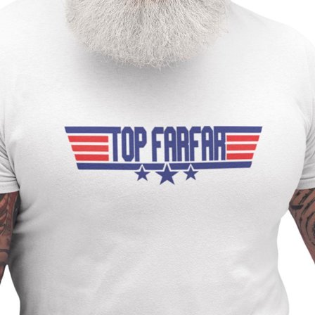 Top Farfar vit t-shirt med coolt tryck fram