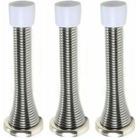 3 x Väggmonterade kromfjäderdörrstopp fjäderstopplistskyddsbuffert