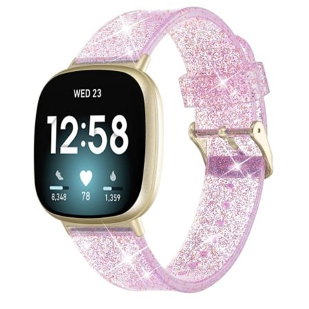 För Fitbit Versa 3 Glitter Powder Silicone Watch Band