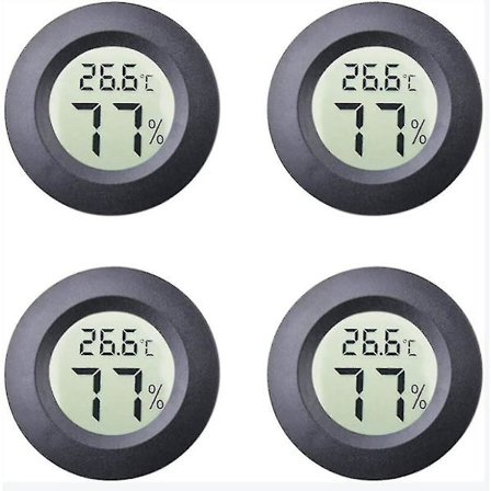 Digitaalinen LCD-näyttöinen kosteusmittari ja lämpömittari - 4 kpl Sisätilojen Mini Pyöreä Celsius/Fahrenheit-mittari Humidorille, Ruukuille, 