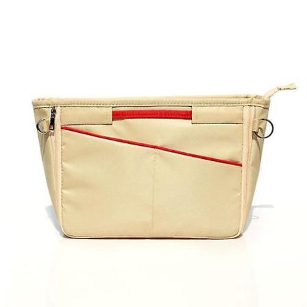 Kaki liten reiseoppbevaringsveske i nylon kan utvides til kosmetisk oppbevaringsveske (19cm*8cm*14,5cm)