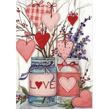 Valentinsdag Diamant Kunst Maleri Sæt til Voksne - Fuld Drill Diamant Prikker Malerier til Begyndere Rund 5D DIY Kærlighedsmaling med Diamanter 