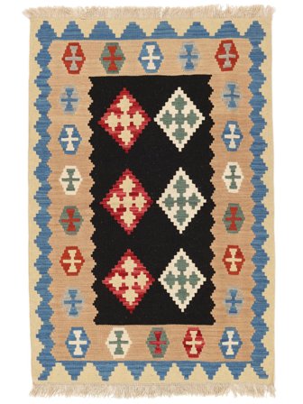 Tessuto A Mano Kilim Ghashghai Tappeto 102X154 Arancione/Nero Piccolo