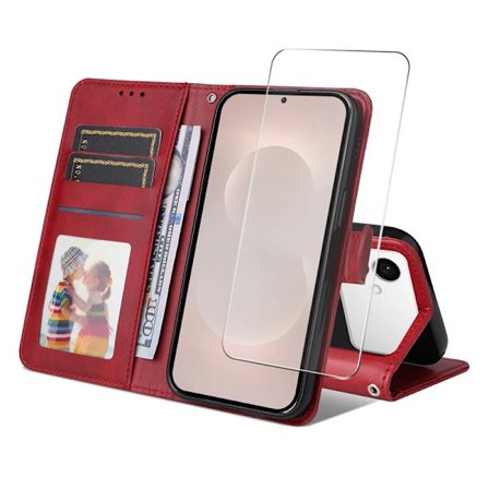 ENKAY Samsung Galaxy S26 Ultra Plånboksfodral Konstläder Ställ - Röd