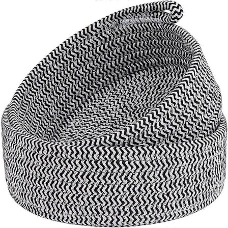 Litet Korgset med 2 Mini Vävda Korgar Rund Bomullsrepskorg Små Förvaringskorgar För Organisering av Lådor Organizer (Vit Svart)