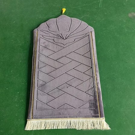 65 cm x 110 cm Ramadan Matta Mjuk Muslimsk Matta Bönmatta för Ramadan Dekoration (Grå)