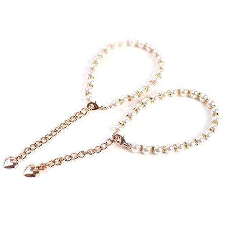 1 Par Rhinestone Shoe Beltestropp Bånd Ankel Pearl Tilbehør f - Perfet Gold
