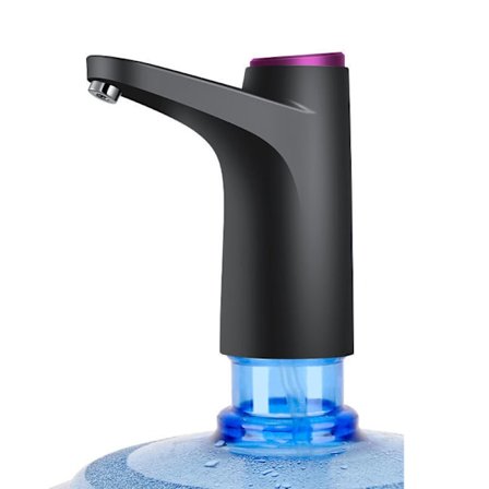 Elektrisk Vatten Dispenser Bärbar Vattenflaska Pump 360 Grader Roterande Svart