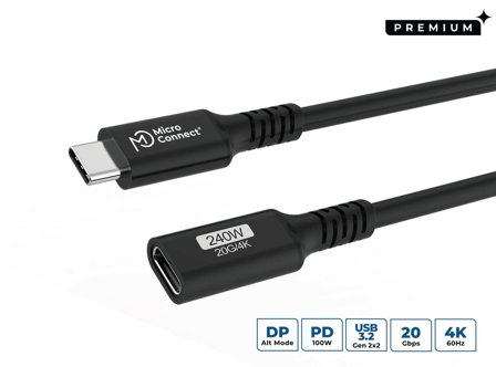 MicroConnect Premium - USB type C-forlengelseskabel - 24 pin USB-C til 24 pin USB-C - 1.5 m