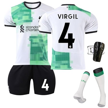 23/24 Liverpool udebanefodboldtrøjesæt med sokker og beskyttelsesudstyr