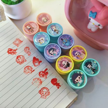 Stempler for Barn - 10-delt Sett med Søte Dyr | Inkluderer fargerikt blekk | Perfekt gave