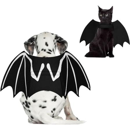 IC Hund Halloween-asut, hieno lemmikkieläimen asu itsevalaisevilla lepakkosiivillä Koiran ja kissan cosplay-asu Halloweenille (L)
