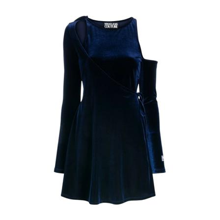 Versace Jeans Couture Velvet Dress , Blauw , Dames , Maat: XS