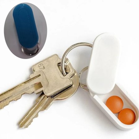 Pilleæske, nøglering med diskret magnetisk skyder, bærbar, let, til daglig medicin (blå)