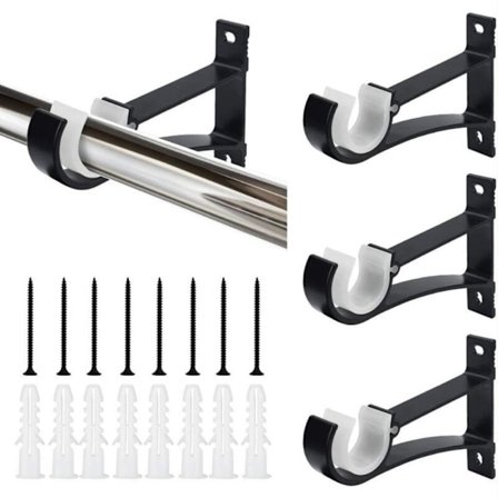 Gardinstångsfäste, gardinstångskrokbas, fästtillbehör - för 26-28 mm stång, svart, 4st