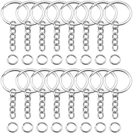 100 stk runde nøgleringe metal flad split nøglering 25/30 mm bulk til håndværk Cirkulær gave 25mm