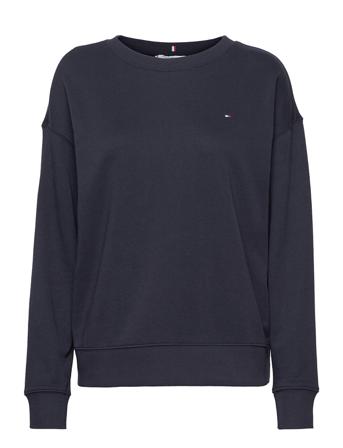 Relaxed Open-Nk Sweatshirt Sweatshirt Trøje Blå Tommy Hilfiger
