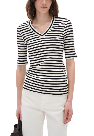 Inwear DagnaIW Striped V T-Shirt T-shirts Dam Svart XS