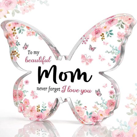 Sommerfugleformet akrylplade gave fra datter eller søn til mors dag, fødselsdag, jubilæum, bryllupsdag, Valentinsdag, romantisk sentimental indretning