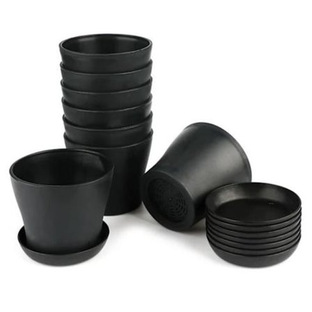 8 Pakning 10cm Blomsterpotter med Hull, Små Kaktuspotter, Runde Plastpotter, Blomsterpotte med Skål for Kontor Balkong