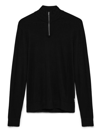 Lindbergh Ecovero Half Zip L/S Knit - Black - XL