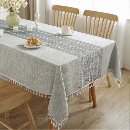 Bomuldsdug, Vandtæt, Krølfri, Landlig stil, Blød stofdug, Grå, 140 cm x 178 cm, 4-6 siddepladser