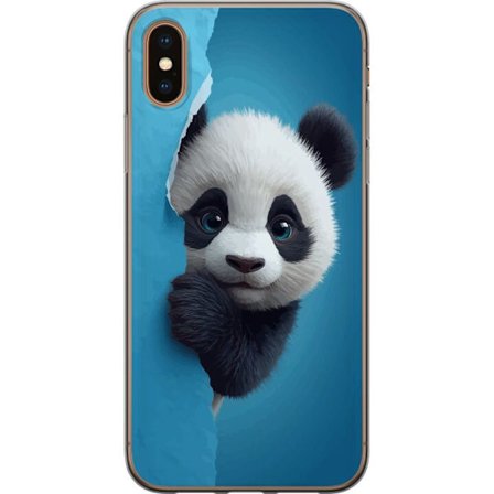 Kompatibelt Mobildeksel til Apple Apple iPhone XS Max Søt panda som ser ut gjennom papir i en myk 3D-illustrasjon