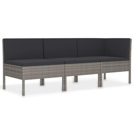 Vidaxl Loungeset För Trädgården Med Dynor 3 Delar Konstrotting G Grå