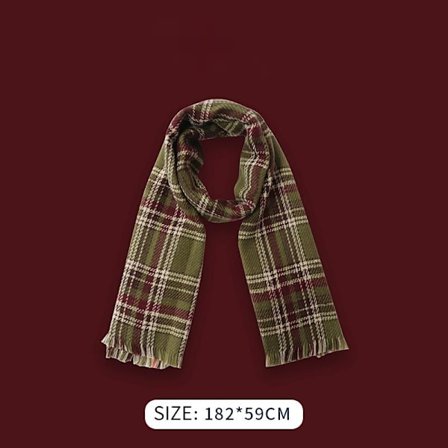 Nyttårs rød julegave imitasjon kashmir skjerf kvinne vinter sjal all-match skjerf (ruter grønn)