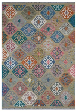 Hand Woven Kilim Afghan Old Style Rug 126X184 Brown/Dark Grey